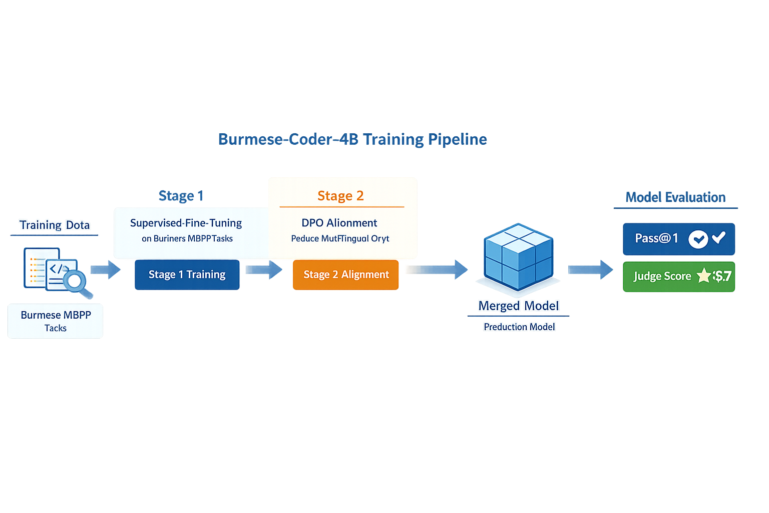SFT to DPO training pipeline for Burmese-Coder-4B